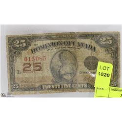 1923 CANADIAN  SHINPLASTER