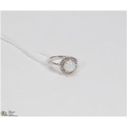 FIRE OPAL AND CZ RING SIZE 6.5