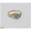 Image 1 : 2.02GRAMS 10K STAMPED NATURAL EMERALD RING WITH