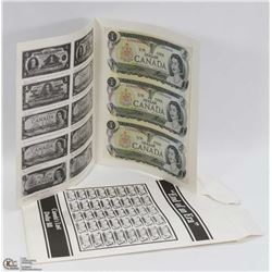 SET OF END OF ERA 1973, 3 UNCUT $1.00 BILLS
