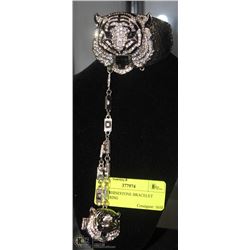 TIGER RHINESTONE BRACELET SLAVE RING