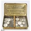 Image 1 : ANTIQUE TIN WITH SILVER COINS INCL 1967 CENTENNIAL