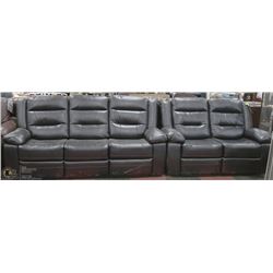 NEW BLACK LEATHERETTE RECLINING  82" SOFA WITH 62"