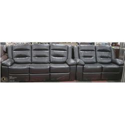 NEW BLACK LEATHERETTE RECLINING  82" SOFA WITH 62"