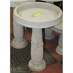 CONCRETE 2 PIECE ACORN BIRDBATH 16"X23"