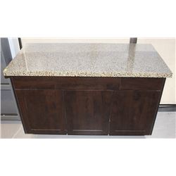 WOOD 3 DOOR CABINET WITH GRANITE OVERLAY