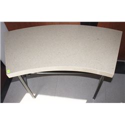 METAL CURVED ACCENT TABLE WITH GRANITE OVERLAY