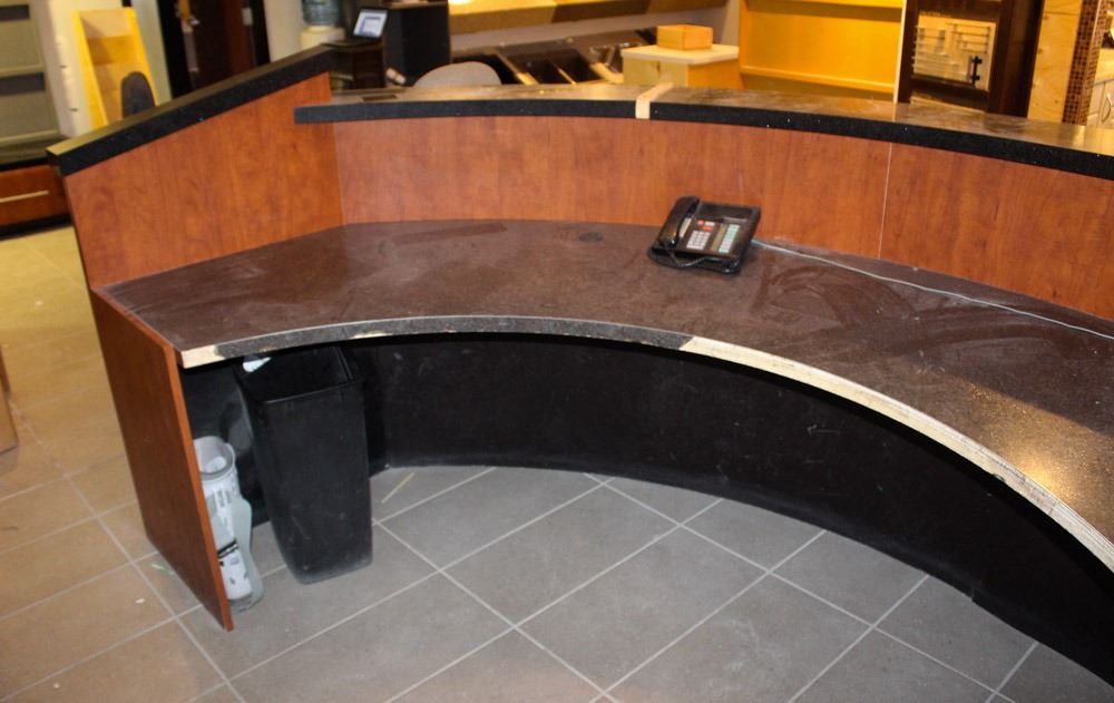 LARGE MODERN RECEPTION DESK W GRANITE ACCENTS large-modern-reception-desk-w-granite-accents