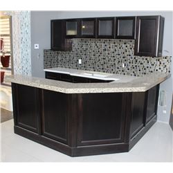WET BAR U-SHAPED COUNTER AND MATCHING CABINETS