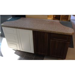 3 DOOR 4 DRAWER GRANITE OVERLAY CABINET ON CASTORS