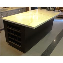 LARGE ISLAND WITH QUARTZ OVERLAY AND WINE RACK