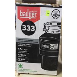 USED 3/4HP BADGER 333 FOOD WASTE DISPOSER