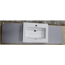 WOOD VANITY TOP WITH ABOVE COUNTER SINK