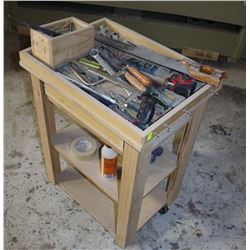 3 TIER WOOD ROLLING CART