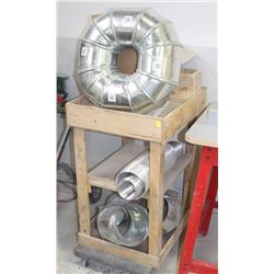 WOOD 3 TIER ROLLING CART + 8" DUCT ELBOWS