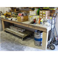 WOOD WORK BENCH WITH WALL RACK