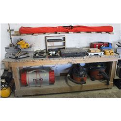 WOOD WORK BENCH WITH WALL RACK