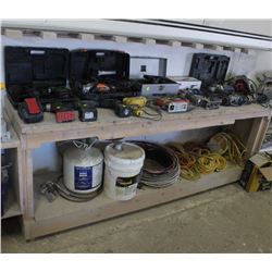 WOOD WORK BENCH WITH WALL RACK