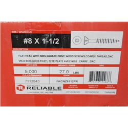 27LBS CASE OF 8 X 1-1/2" WOOD SCREWS
