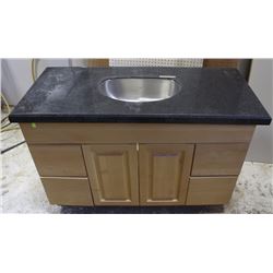 BATHROOM VANITY WITH GRANITE OVERLAY AND SINK
