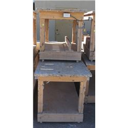 LOT OF 2 WOOD TABLES WITH RECEPTACLE