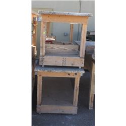 LOT OF 2 WOOD TABLES WITH RECEPTACLE