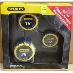 NEW STANLEY 3 PIECE TAPE MEASURE SET