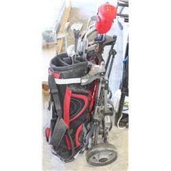 LOT OF 2 GOLF CADDY'S W/ CLUBS