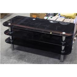 BLACK GLASS TV STAND 48" X  20" X 21"
