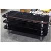 Image 1 : BLACK GLASS TV STAND 48" X  20" X 21"
