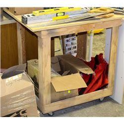 WOOD ROLLING CART 37" X 29" X 35"