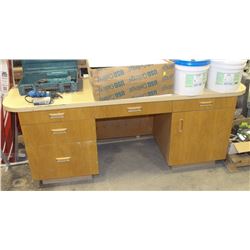 WOOD OFFICE DESK W/ DRAWERS 78" X 24" X 30"