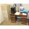 Image 1 : 4 DRAWER FILING CABINET AND WOOD OFFICE DESK