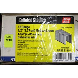 GRIP-RITE 15 GA. 1/2" CROWN 1-3/4" LEG STAPLES