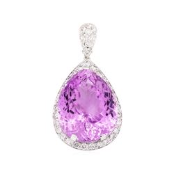 41.47 ctw Kunzite And Diamond Pendant - 14KT White Gold