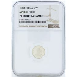 1983 China 5 Yuan Marco Polo Silver Proof Coin NGC PF68 Ultra Cameo