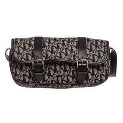 Christian Dior Black Gray Diorissimo Canvas Leather Bag