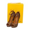 Image 2 : Fendi Taupe Leather Lizard Peep Toe Platform Heels Shoes 39