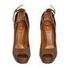 Image 3 : Fendi Taupe Leather Lizard Peep Toe Platform Heels Shoes 39