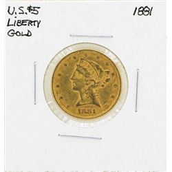 1881 $5 Liberty Head Half Eagle Gold Coin