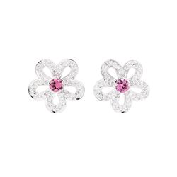 0.80 ctw Pink Sapphire And Diamond Earrings - 14KT White Gold