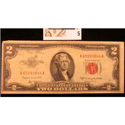 Series 1953B 'Red Seal' $2 United States Note.