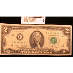 Series 1976 Uncirculated Two Dollar Federal Reserve Note.