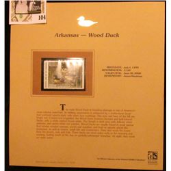 1999 Arkansas-Wood Duck Waterfowl $7.00 Stamp. Mint Condition with literature, unsigned.