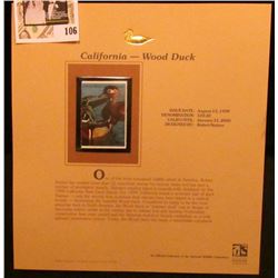 1999 California-Wood Duck Waterfowl $10.50 Two-part Stamp, this is the backward part. Mint Condition