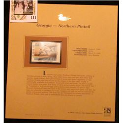 1999 Georgia-Northern Pintail Waterfowl $5.50 Stamp. Mint Condition with literature, unsigned.