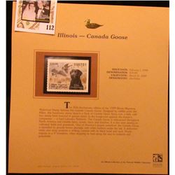 1999 Illinois-Canada Goose Waterfowl $10.00 Stamp. Mint Condition with literature, unsigned.