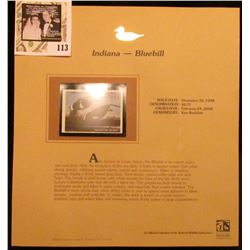 1999 Indiana-Bluebill Waterfowl $6.75 Stamp. Mint Condition with literature, unsigned.