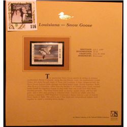 1999 Louisiana-Snow Goose Waterfowl $5.50 Stamp. Mint Condition with literature, unsigned.