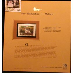 1999 New Hampshire-Mallard Waterfowl $4.00 Stamp. Mint Condition with literature, unsigned.